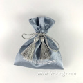 Luxury Packaging Drawstring Pouch Wedding Embroidery Logo Pearly Satin Jewelry Pouch Bag with Tassel